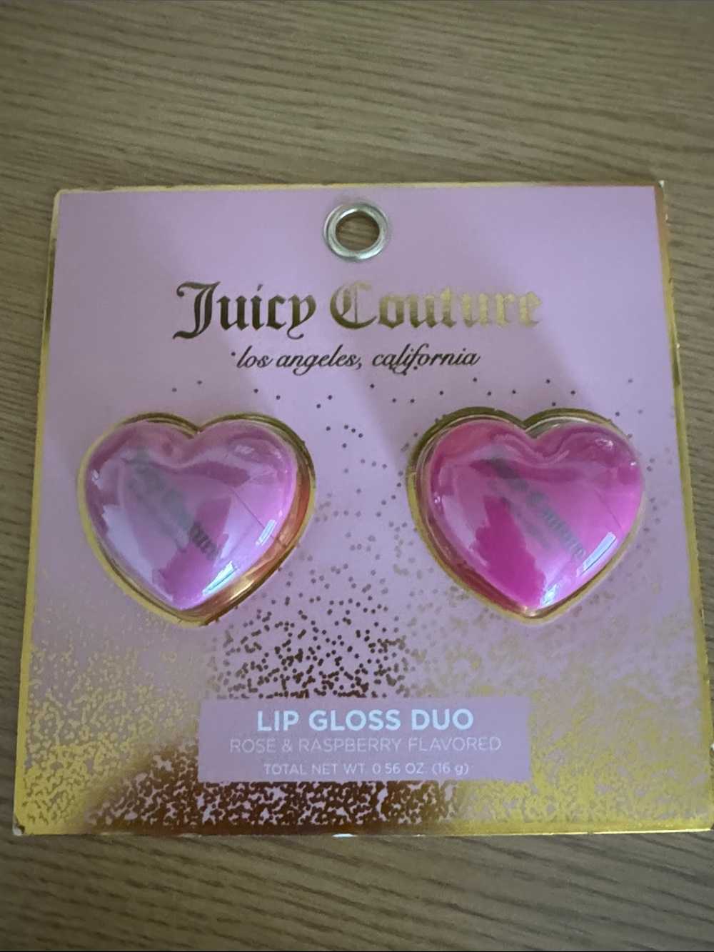 Juicy Couture Heart NEW Lip Gloss Duo Rose & Raspberry Flavored 0.56 oz